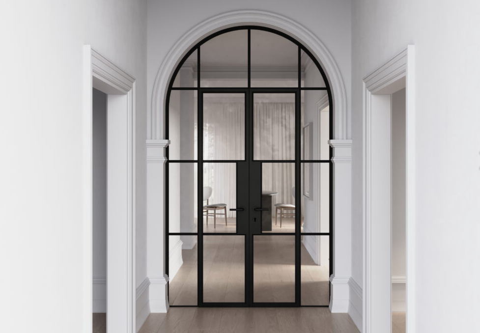 Image of a curved double steel door from Steela.