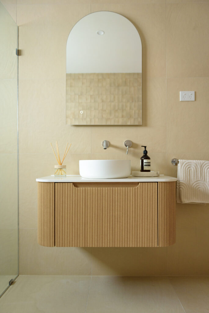 Image of the vanity and mirror in the completed bathroom renovation in Sydney