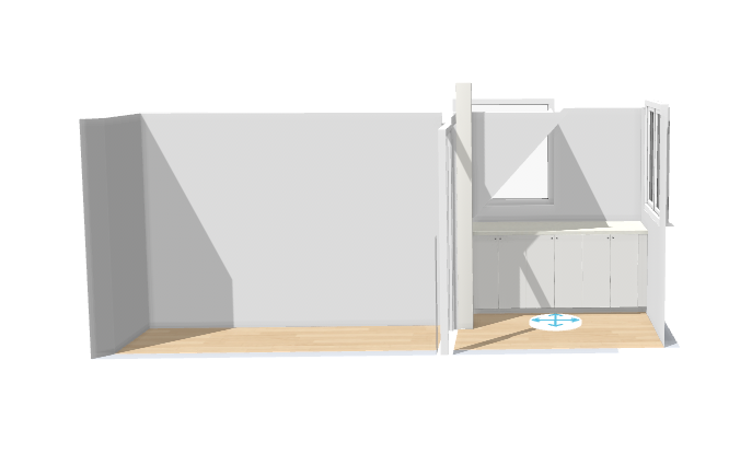 Design created with the Ikea Kitchen Planner. I was able to put in my own measurements and create a model of my space and then see how the cabinets would look.. 